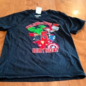 🌻3 for $12🌻Marvel T Shirt Celebrating my 5th birthday Short Sleeve Shirt